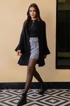 Buy_B'Infinite_Black Suede Houndstooth Blazer Dress And Pattern Skirt_at_Aza_Fashions
