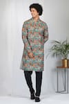 Buy_Eleven Brothers_Black Kurta Mulberry Silk Print Art Gallery And Pant Set _at_Aza_Fashions