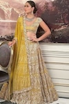 Buy_Ritika Mirchandani_Yellow Crepe Silk Embroidery Bead Leaf Geometric Bridal Lehenga Set _at_Aza_Fashions