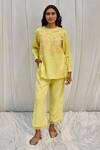 Buy_Ayaka_Yellow 100% Organic Cotton Made With Soyabean Front Pleated Trouser _at_Aza_Fashions