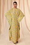 Buy_Masaba_Purple Natural Crepe Little Garden Circular Kaftan_at_Aza_Fashions