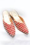 Shop_Foot Fuel_Red Embroidery Lagoon Mule Block Heels _at_Aza_Fashions
