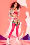 Buy_Esha L Amin_Multi Color Viscose Fringe, Embroidery Stella Shorts _at_Aza_Fashions