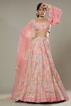 Buy_I Am Design_Pink Raw , Organza Floral Candy Floss Embroidered Bridal Lehenga Set _at_Aza_Fashions