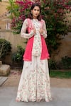 Buy_Suruchi Parakh_Off White Georgette Crepe Printed Floral Sleeveless Embroidered Sharara Set _at_Aza_Fashions