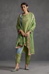 Buy_AFFROZ_Green Tissue Silk Embroidery Gota Patti Round Neck Two Toned Lace Kurta Set _at_Aza_Fashions