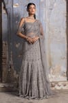 Buy_Nitika Gujral_Grey Saree Georgette Embroidered Bead And Crystal Work Lehenga With Blouse _at_Aza_Fashions