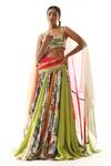 Buy_Mahima Mahajan_Multi Color Organza Satin Printed Floral Sweetheart Layered Lehenga Blouse Set _at_Aza_Fashions