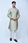 Buy_Arihant Rai Sinha_Green Kurta Banglori Silk Plain Pastel Straight Pant Set _at_Aza_Fashions