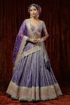 Buy_SHIKHAR SHARMA_Purple Lehenga And Blouse Cotton Shimmer Chanderi Orchid Bridal Set _at_Aza_Fashions