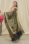 Shop_Khwaab by Sanjana Lakhani_Black Banarasi Art Silk Vine Woven Dupatta _Online_at_Aza_Fashions