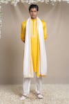 Buy_Sanjev Marwaaha_Yellow Modal Embroidered Sequin Embellished Placket Kurta Pant Set _at_Aza_Fashions