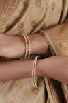 Shop_Smars Jewelry_Gold Plated Geometric Stone Embellished Bangles - Set Of 4_at_Aza_Fashions
