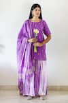 Buy_Cupid Cotton_Purple Silk, Cotton Beads, Embroidery Round Neck Geometric Kurta Set _at_Aza_Fashions