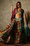 Buy_Esha L Amin_Purple Georgette Open Neck Tile Border Print Jacket _at_Aza_Fashions