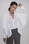 Buy_Shruti S_White Cotton Collared Ruffle Trim Shirt _at_Aza_Fashions