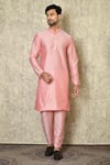 Buy_Samyukta Singhania_Pink Cotton Silk Plain Kurta And Pant Set _at_Aza_Fashions