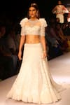 Buy_Archana Kochhar_White Net Embroidered Sali Rubesco Lucknowi Lehenga And Blouse Set _at_Aza_Fashions