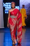 Buy_Anand Kabra_Red Chiffon And Dupion Embroidery Sequin & Saree With Strappy Blouse  _at_Aza_Fashions