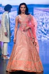 Buy_Anushree Reddy_Orange Organza Embroidery Zari Nissa Trellis Bridal Lehenga Set  _at_Aza_Fashions