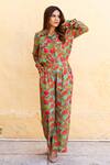 Buy_Gulabo Jaipur_Green Muslin Printed Floral Notched Pant Set _at_Aza_Fashions