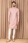 Buy Ankit V Kapoor Pink Cotton, Silk Sequins Ranjha Embroidered Straight Kurta Set at Aza Fashions Buy_Ankit V Kapoor_Pink Cotton, Silk Sequins Ranjha Embroidered Straight Kurta Set _at_Aza_Fashions