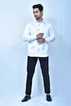 Buy_Samyukta Singhania_White Satin Silk Pintuck Full Sleeve Shirt _at_Aza_Fashions