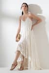 Buy_AMRTA by GUNEET KONDAL_Ivory Shell 100% Viscose Pattern Floral Halter Tiered Maxi Dress _at_Aza_Fashions
