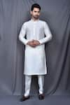 Buy_Arihant Rai Sinha_Off White Kurta Silk Blend Plain And Pant Set _at_Aza_Fashions