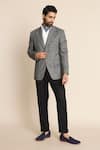 Buy_Gargee Designers_Grey 100% Wool Flannel Herring Bone Blazer _at_Aza_Fashions