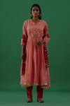 Buy_5elements_Pink Silk Bodice Embroidery Pearls Round Neck Anarkali Set _at_Aza_Fashions