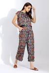 Buy_Studio Surbhi_Multi Color Georgette, Satin Round Neck Printed Top And Pant Set _at_Aza_Fashions