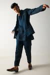 Buy_Jatin Malik_Green Linen Silk Marble Dye Short Jacket With Kurta Set _at_Aza_Fashions