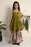 Buy_THE COTTON STAPLE_Green Cotton Tassels Camisole Kurta Sharara Set _at_Aza_Fashions