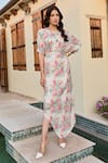 Buy_Palak & Mehak_Multi Color Pure Crepe And Mulmul Print Vintage Floral Ziva Dress With Belt _at_Aza_Fashions