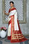 Buy_Nazaakat by Samara Singh_Off White Silk Blend Floral And Tree Print Saree_at_Aza_Fashions