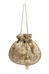Shop_Rabani & Rakha_Ivory Embroidery, Sequins Thread Work Potli Bag _at_Aza_Fashions