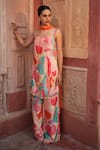 Buy Ruhr India Multi Color Silk Velvet, Chinon, Lining Cotton Voile Floral Kurta Palazzo Set at Aza Fashions Buy_Ruhr India_Multi Color Silk Velvet, Chinon, Lining Cotton Voile Floral Kurta Palazzo Set _at_Aza_Fashions
