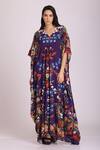 Buy Alpona Designs By Soham Acharya Blue Rayon Cotton Floral V Neck Print Gown at Aza Fashions Buy_Alpona Designs By Soham Acharya_Blue Rayon Cotton Floral V Neck Print Gown _at_Aza_Fashions