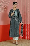 Buy Myaara Black Cotton Keyhole Neck Geometric Woven Pattern Kurta With Pant at Aza Fashions Buy_Myaara_Black Cotton Keyhole Neck Geometric Woven Pattern Kurta With Pant _at_Aza_Fashions