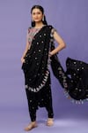 Buy_Payal Singhal_Black Silk Embroidered Mukaish Round Work Pant Saree With Blouse _at_Aza_Fashions