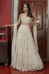 Buy_Arpita Mehta_Cream Georgette And Embroidery Garden Scoop Neck Tiered Skirt Set _at_Aza_Fashions