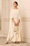 Buy_Tarun Tahiliani_Ivory Churidar  Stretch Net And Anarkali  Georgette Embroidery Cape Set _at_Aza_Fashions