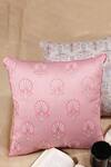Buy_Khaabka_Pink Chanderi Silk Embroidery Lotus Cushion Cover - Set Of 2_at_Aza_Fashions
