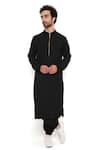 Buy_PS Men by Payal Singhal_Black Linen Plain Solid Bomber Kurta And Joggers Set _at_Aza_Fashions