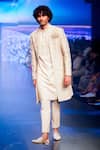 Buy_Anushree Reddy_Ivory Silk Embroidery Halo Open Front Sherwani Set _at_Aza_Fashions