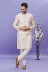 Buy_Aryavir Malhotra_Cream Bundi Thread Work On Art Silk Embroidery Floral Motifs And Kurta Set _at_Aza_Fashions