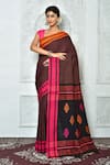 Buy_Samyukta Singhania_Black Pure Cotton Woven Geometric Striped And Saree _at_Aza_Fashions