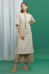 Buy_BANANA labs_Multi Color Cotton Printed Checkered Round Kurta And Palazzo Set _at_Aza_Fashions