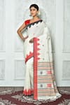 Buy_Samyukta Singhania_White Pure Cotton Woven Geometric Saree _at_Aza_Fashions